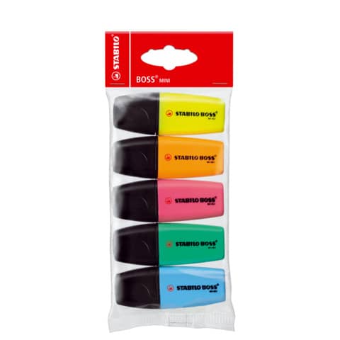 Evidenziatori Stabilo Boss Mini - colori assortiti - blister da 5 pezzi - 07/5-2-01